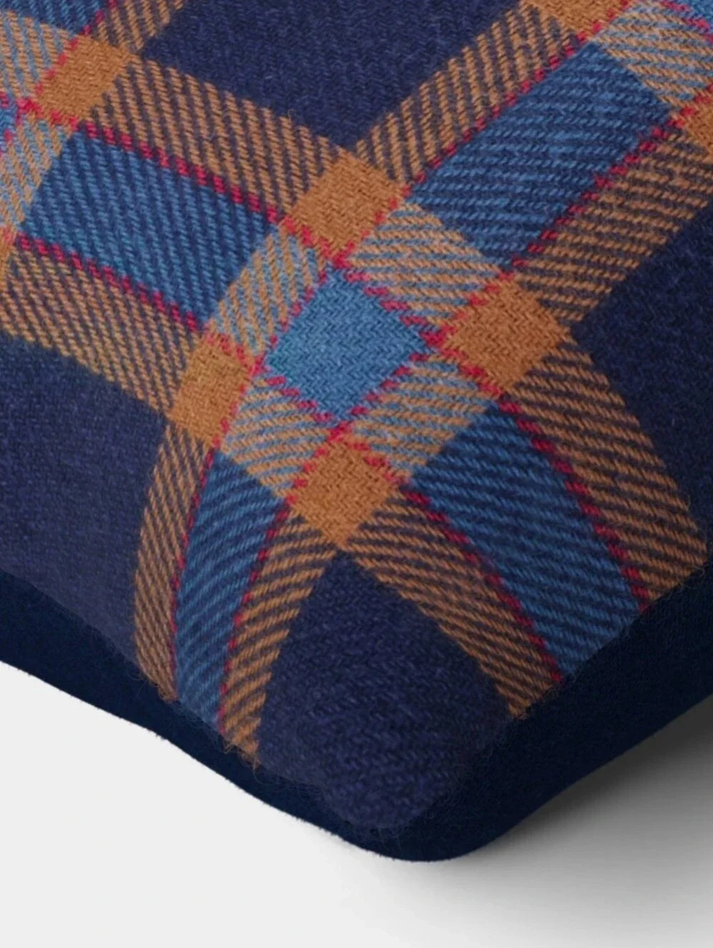 Room Essentials NWT Cotton Flannel Patchwork Lumbar Pillow In Navy Blue